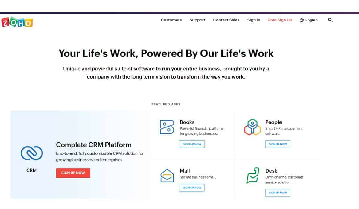 zoho inventory management software site screenshot