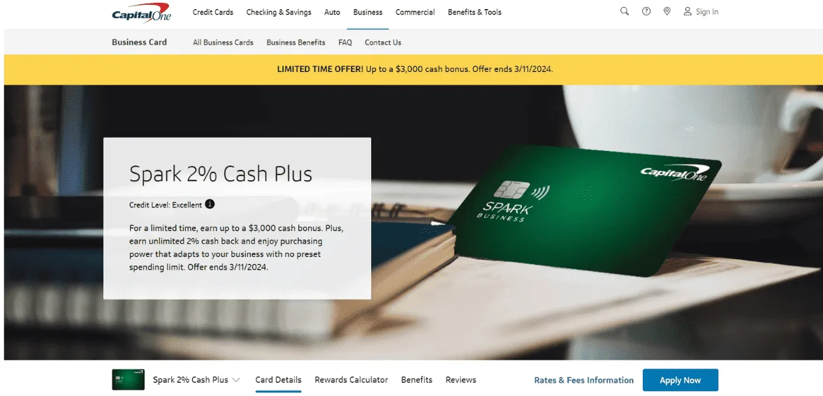 Best Business Credit Cards Capital One Spark Cash Plus Best Business Credit Cards - Capital One Spark Cash Plus