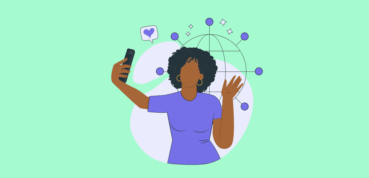 Modern merchant woman using smartphone for payment or social media, digital commerce, and customer engagement.