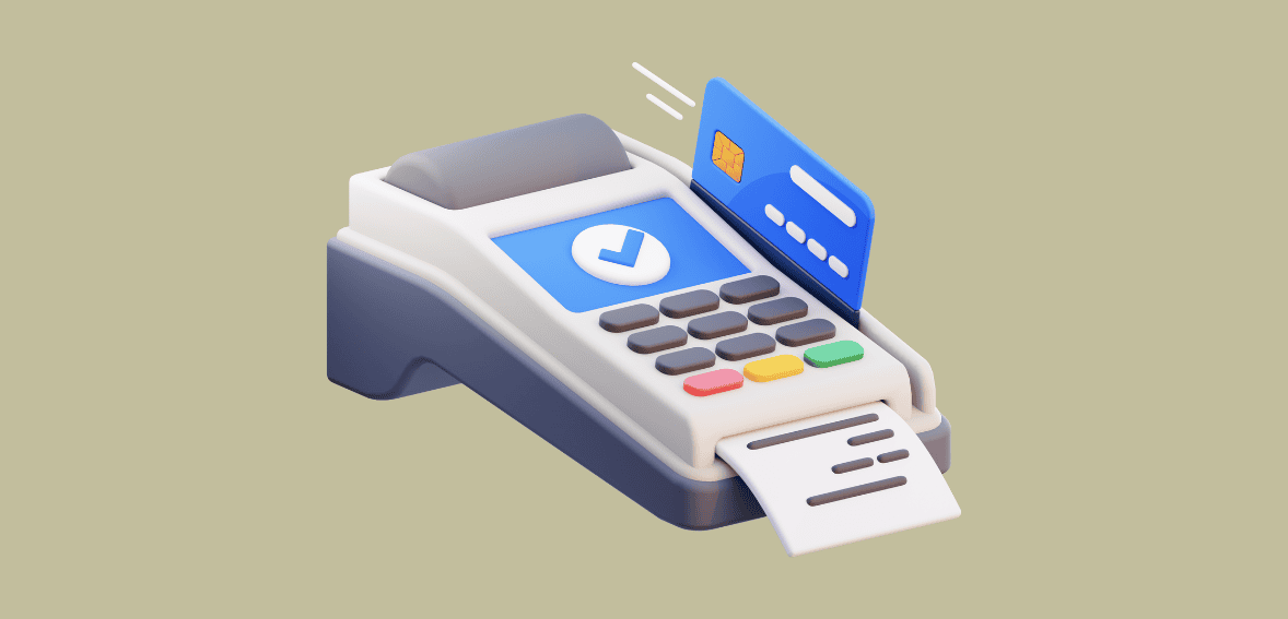 Contactless payment terminal with credit card reader for Merchant Services.