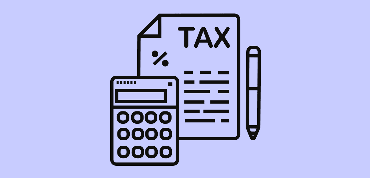 Tax document with calculator and pen, emphasizing tax processing and financial services at Host Merchant Services.