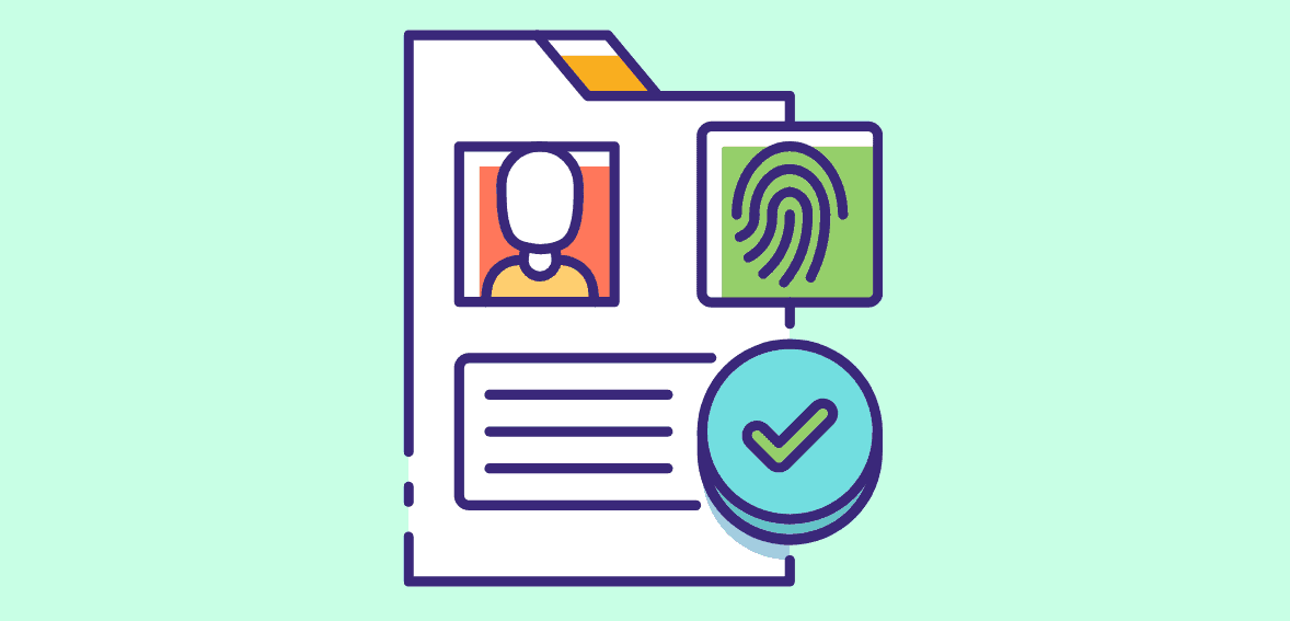 Identity verification document for Host Merchant Services, featuring fingerprint and photo ID.