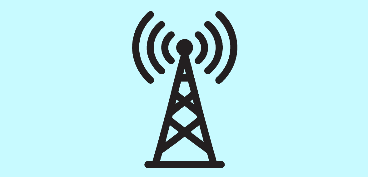 Wireless communication tower icon representing secure payment processing with Host Merchant Services.