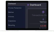 Easy-to-use merchant dashboard displaying transaction overview and total balance.