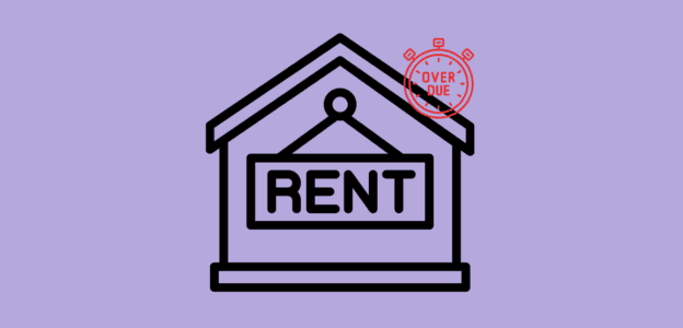 Overdue rent notice illustration for property management and rental payment issues.