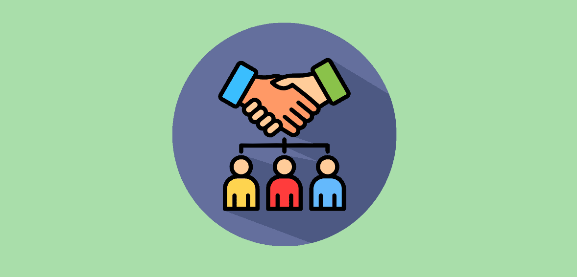 Handshake icon representing business partnership and merchant services collaboration.