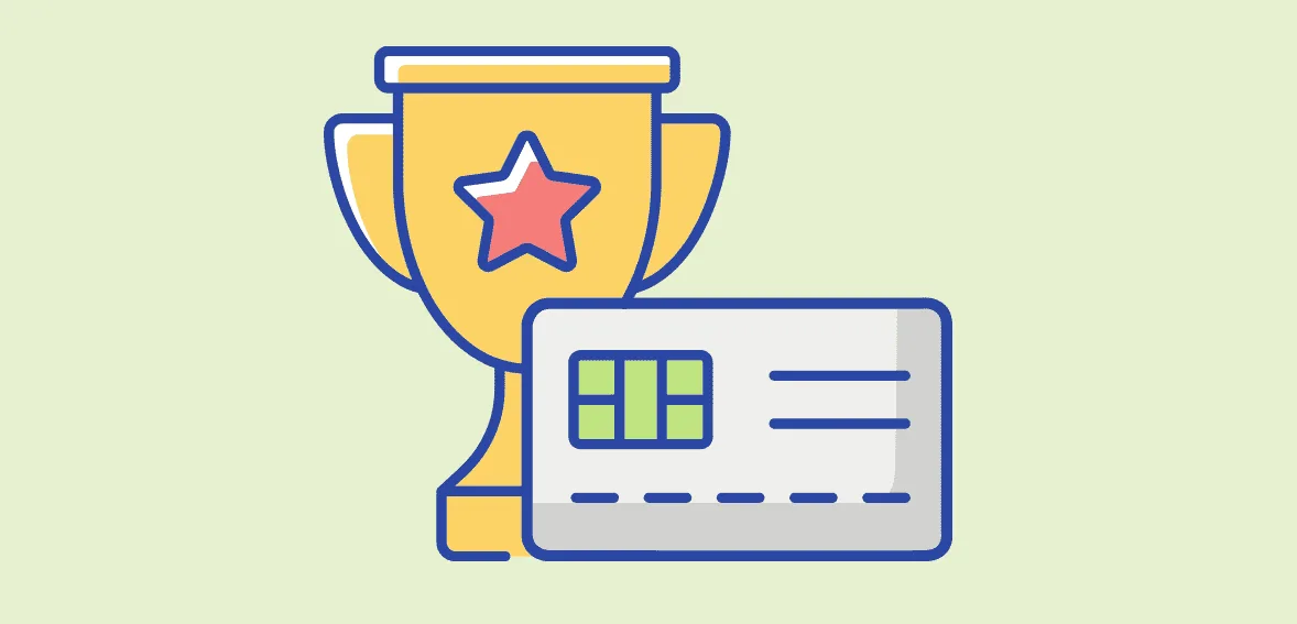 Credit card with a trophy symbolizing rewards for top payment processing solutions by Host Merchant Services.