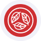 Red circular logo with intertwined leaves representing-host merchant services.