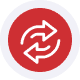 Red circular icon with white arrows indicating transaction exchange.