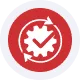 Secure payment processing logo with checkmark and gear icon.