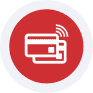 Modern credit card payment terminal on a sleek desk setup.