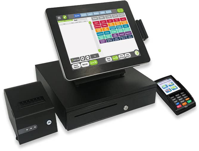 Advanced Point of Sale System with Payment Terminal and Cash Register for Merchant Services.