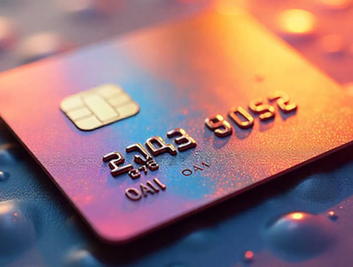 Secure credit card for online payment processing, representing merchant services.