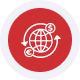 Red globe with a white cursor arrow symbol, representing global online payment solutions.