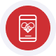 Mobile payment processing app icon with credit card symbol and heart.