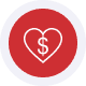 Heart-shaped credit card processor icon, online payment, merchant services.
