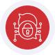 Secure payment processing icon with padlock and circuit lines.