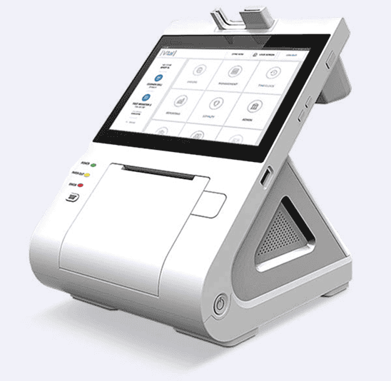 Touchscreen point-of-sale payment terminal for secure payment processing and merchant services.