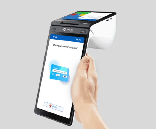 Contactless credit card payment device with mobile POS features and secure transactions.