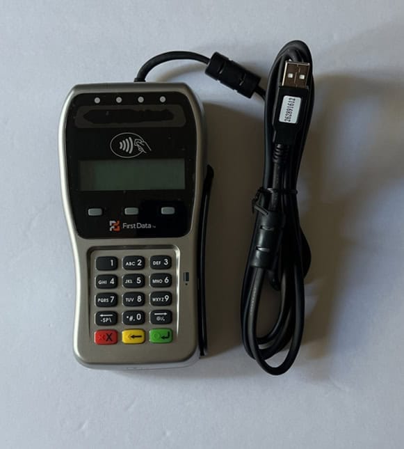 Mobile payment terminal for Host Merchant Services, secure payment processing device, card reader, contactless payment.