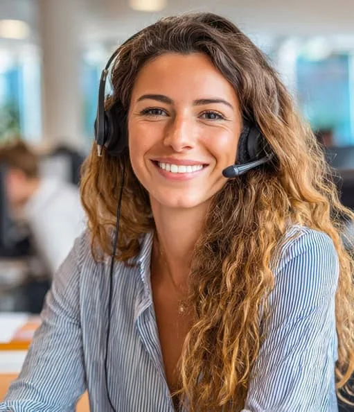 High-quality customer support representative wearing a headset at Host Merchant Services.