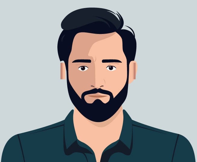 Professional man with a beard, dark hair, and wearing a collared shirt, representing trusted merchant services.