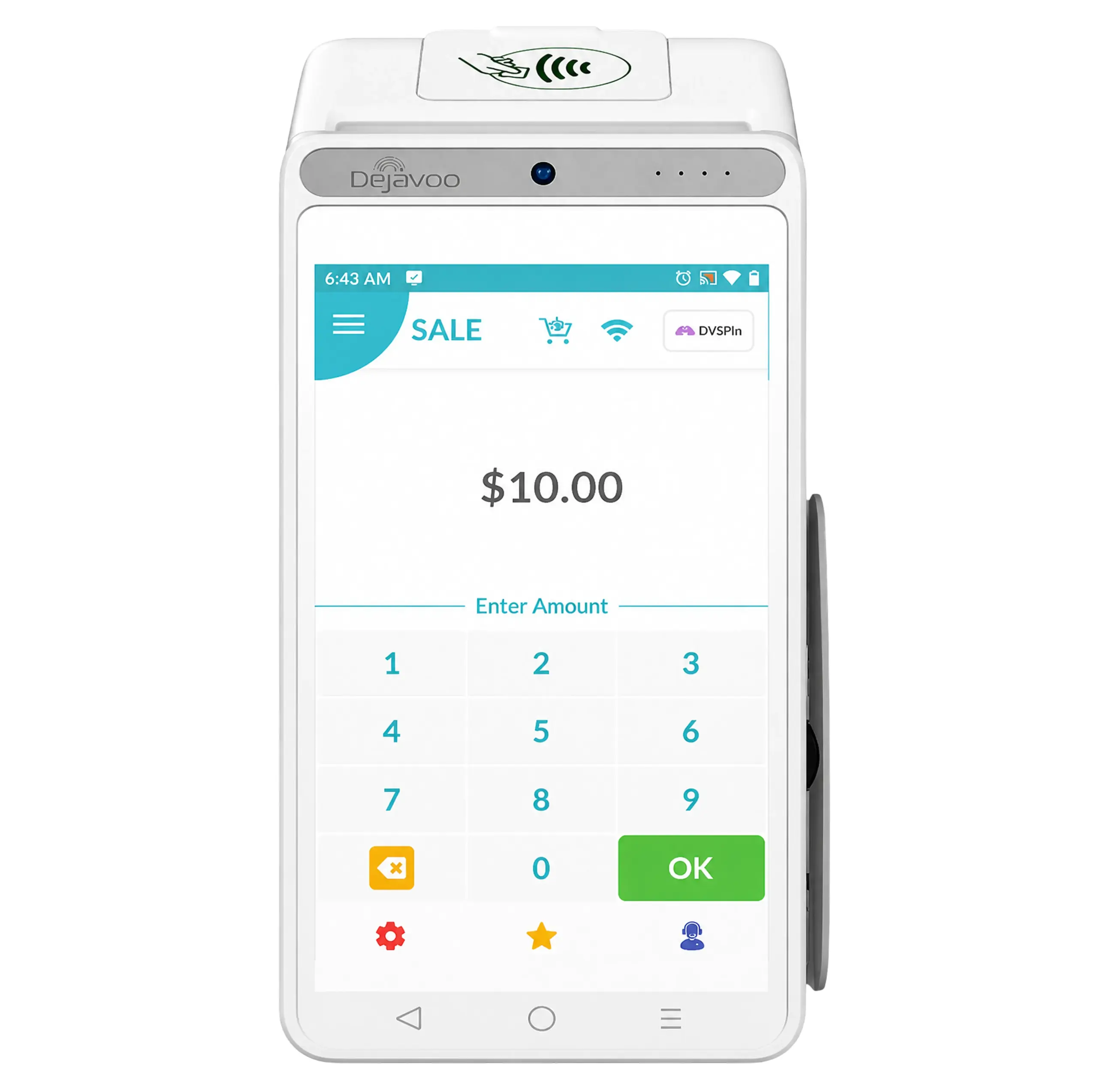 Dejavoo QD2 countertop payment terminal with color display, physical keypad, built-in printer, and reliable connectivity