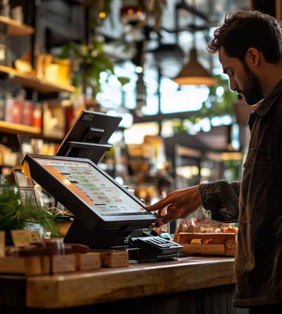 Touchscreen POS system for seamless payment processing and merchant services.