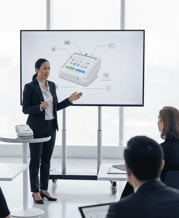 Touchscreen point-of-sale device for retail and hospitality payments.