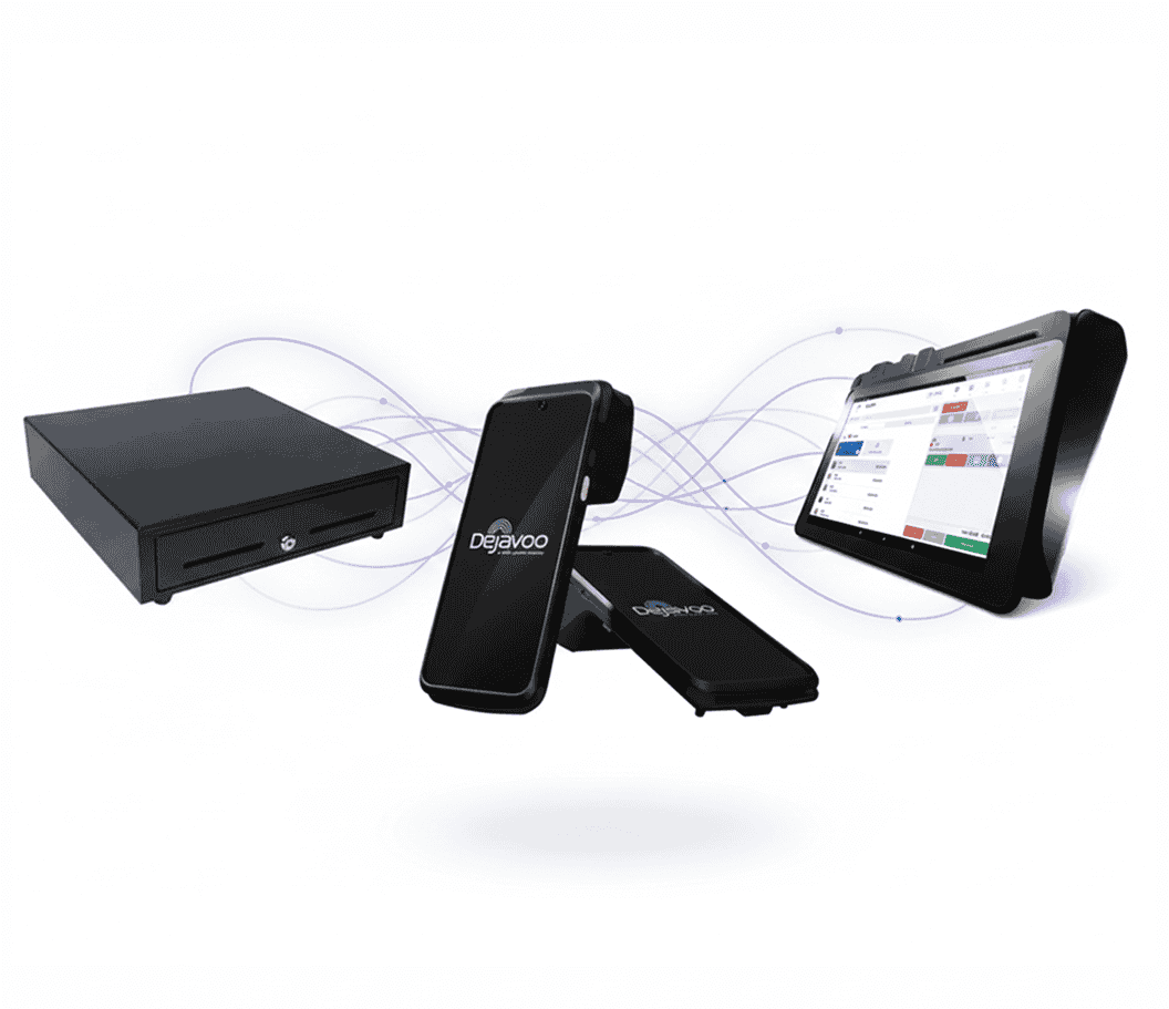 Contactless payment devices for merchant services and transactions.