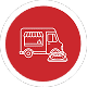 Red and white storefront icon representing merchant services and shopping.