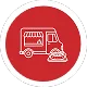 Red and white storefront icon representing merchant services and shopping.