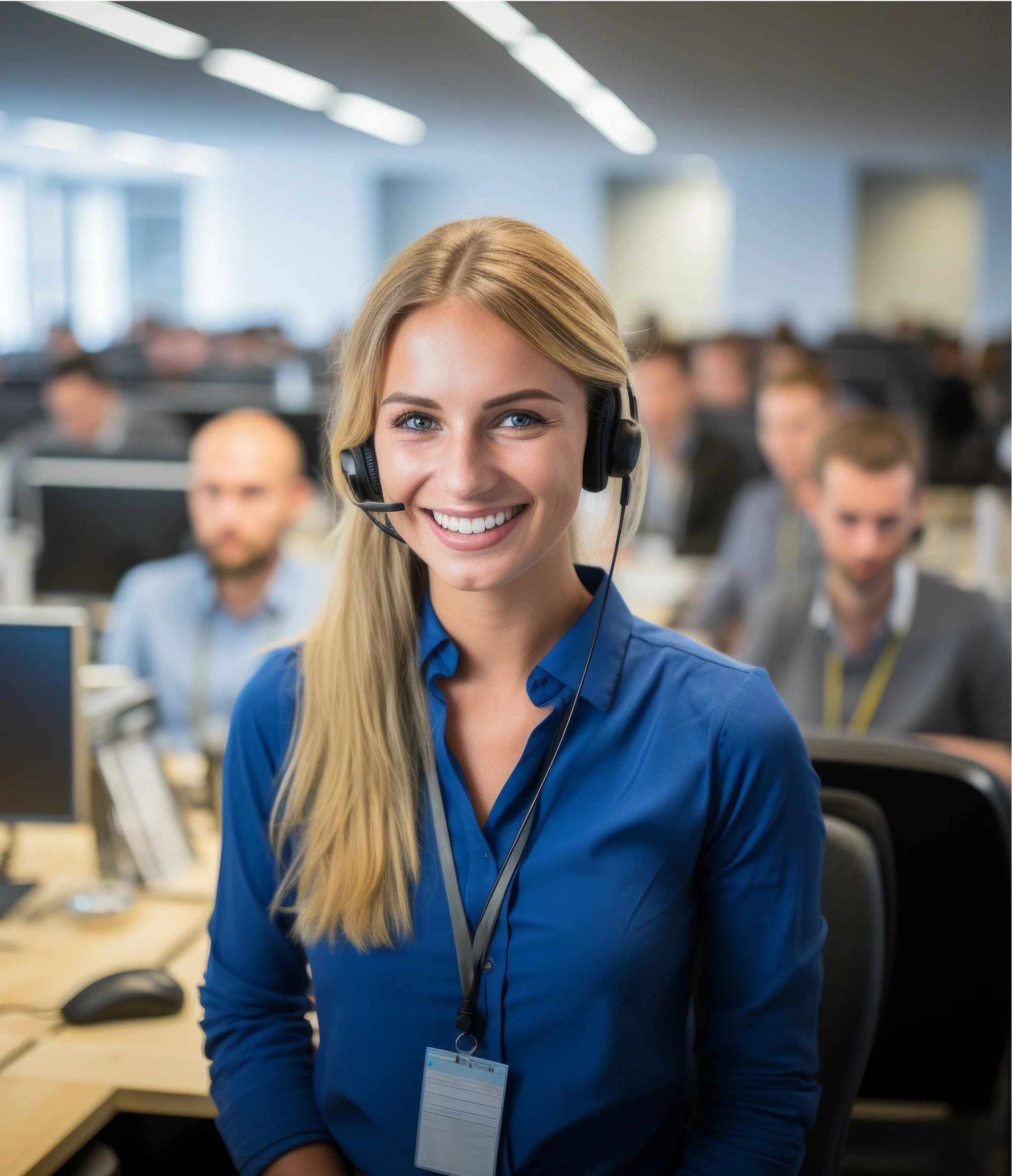 Customer support representative assisting merchants with Ingenico Desk 3500 payment terminal questions