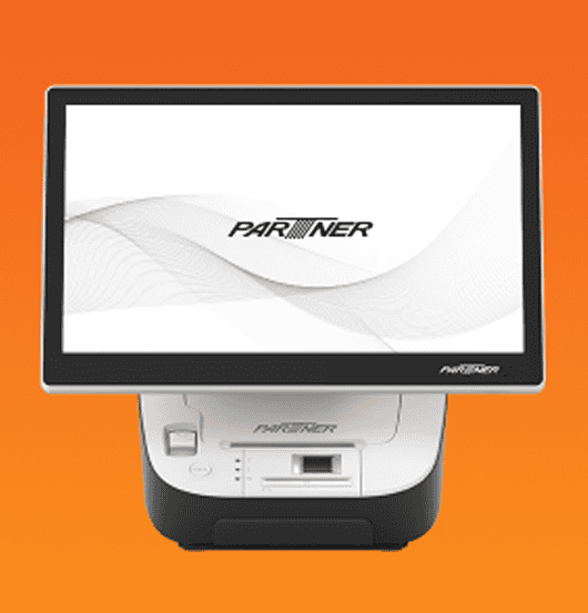 Secure payment terminal with Partner branding for seamless credit card processing.