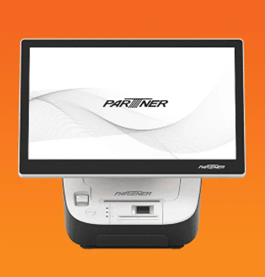 Secure payment terminal with Partner branding for seamless credit card processing.