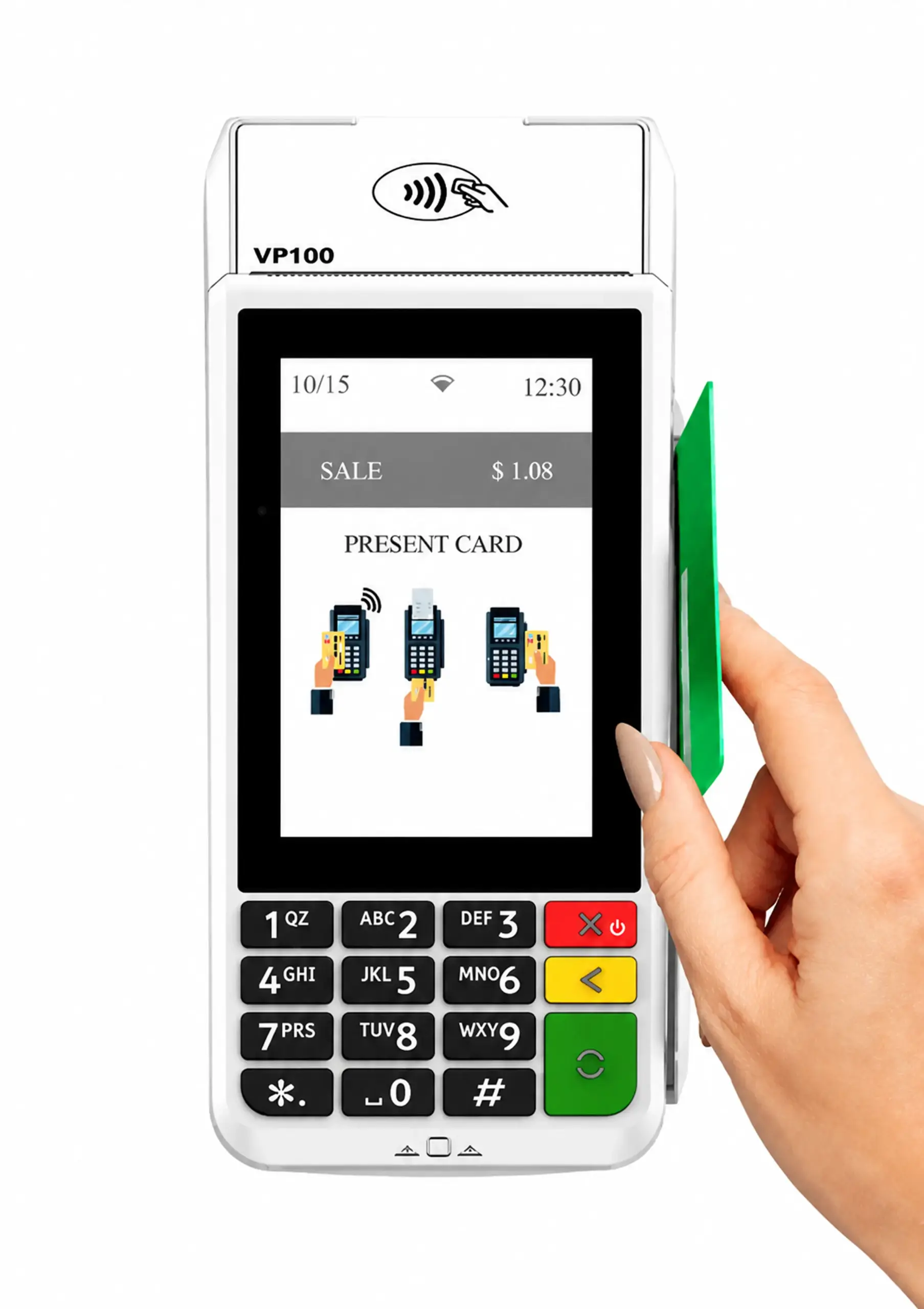 Valor VP100 countertop terminal for batch settlement, credit refunds, and transaction voids