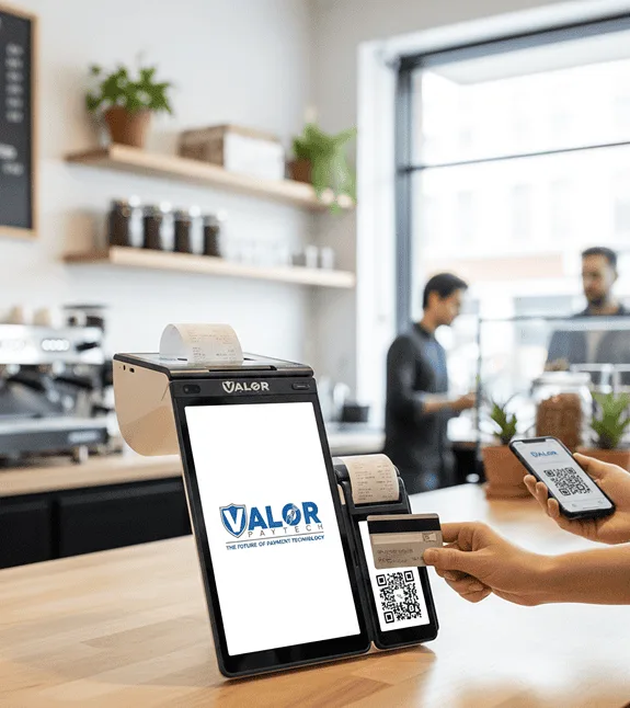 Mobile payment terminal by Host Merchant Services with QR code technology for seamless transactions.