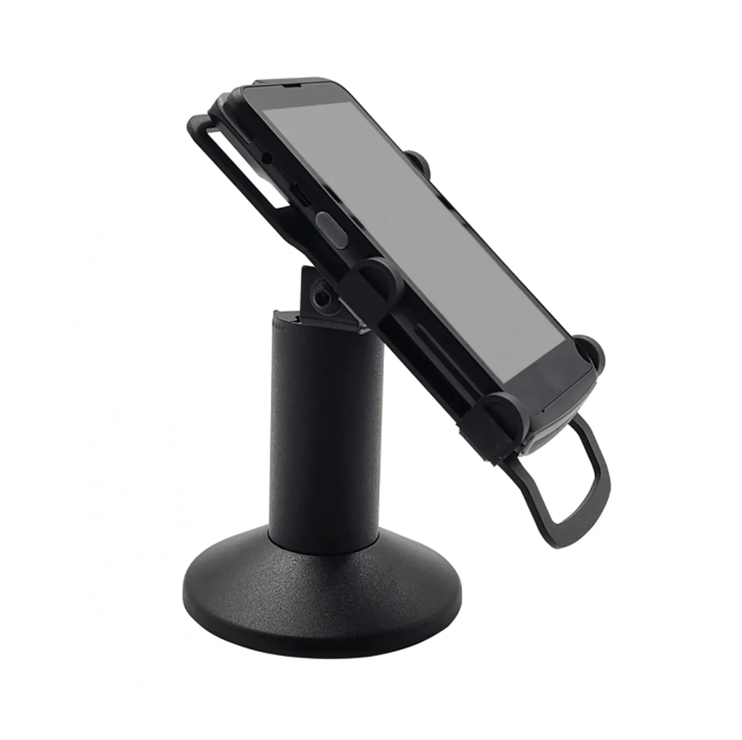 Dejavoo P5 Android mPOS PIN Pad mounted on a countertop stand for secure in-person payment processing