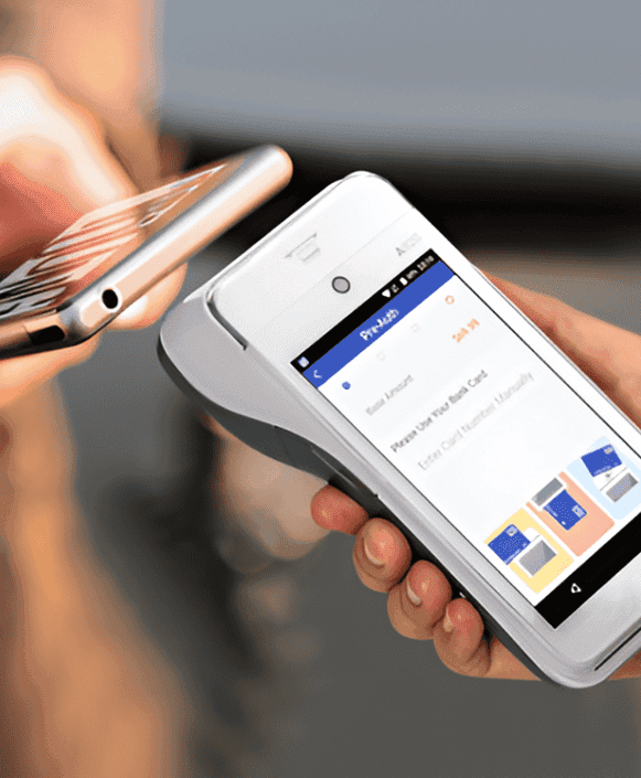 Contactless payment terminal by Host Merchant Services for secure transactions.