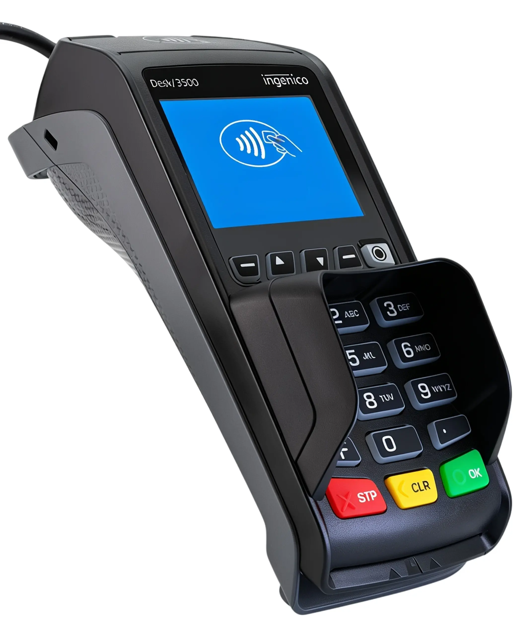 Ingenico Desk 3500 countertop payment terminal supporting credit refunds and transaction voids