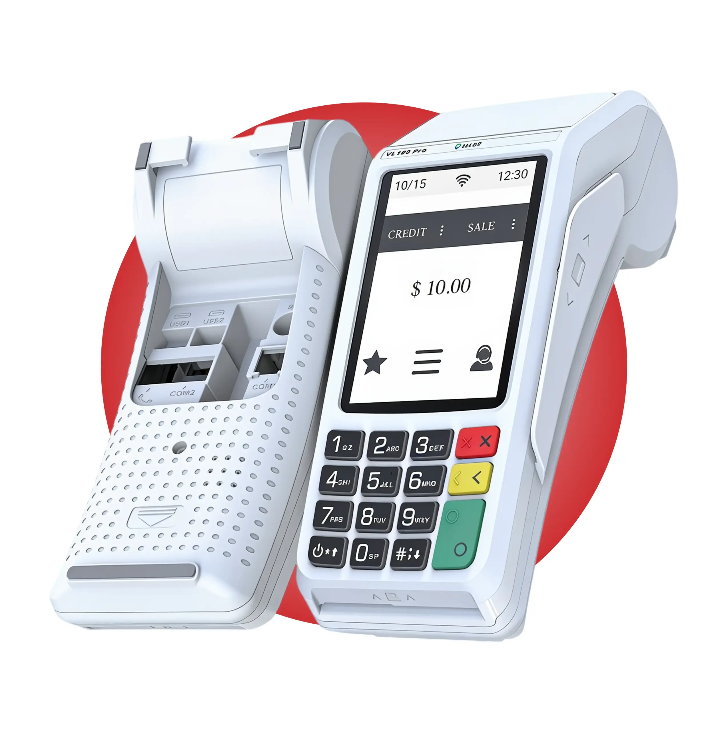 Valor VL100 Pro payment terminal with touchscreen display and integrated receipt printer