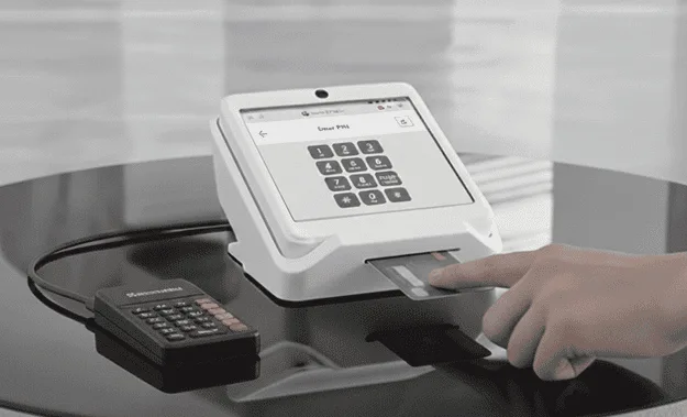 Mobile POS payment terminal for secure card processing and contactless payments.
