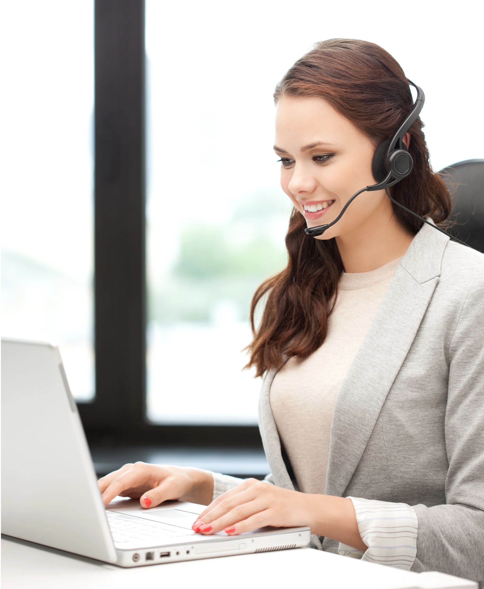 Customer support representative wearing a headset assisting with Valor VP300 Pro PIN Pad questions