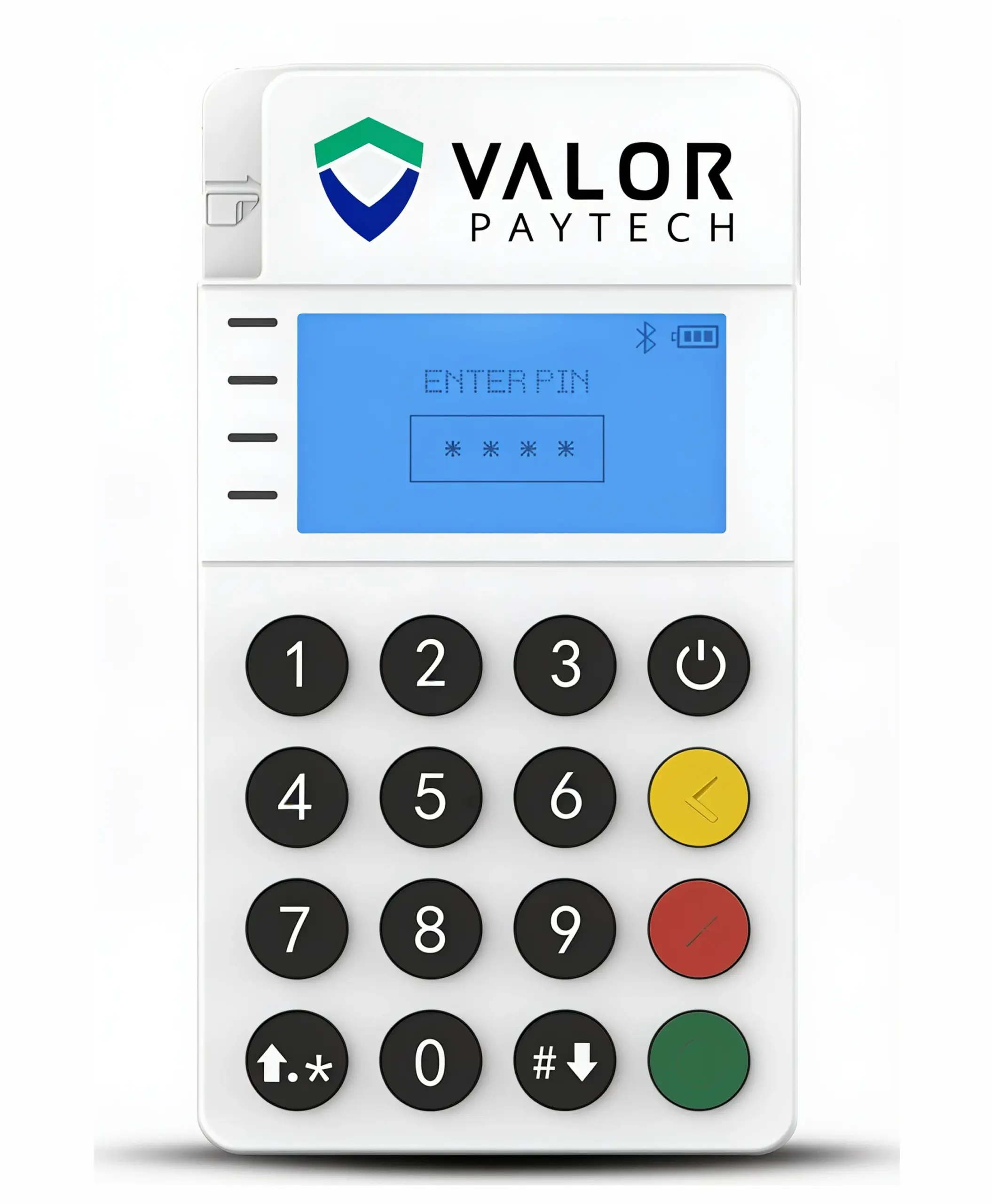 Valor RCKT Mobile POS portable payment terminal with display, physical keypad, and Bluetooth connectivity