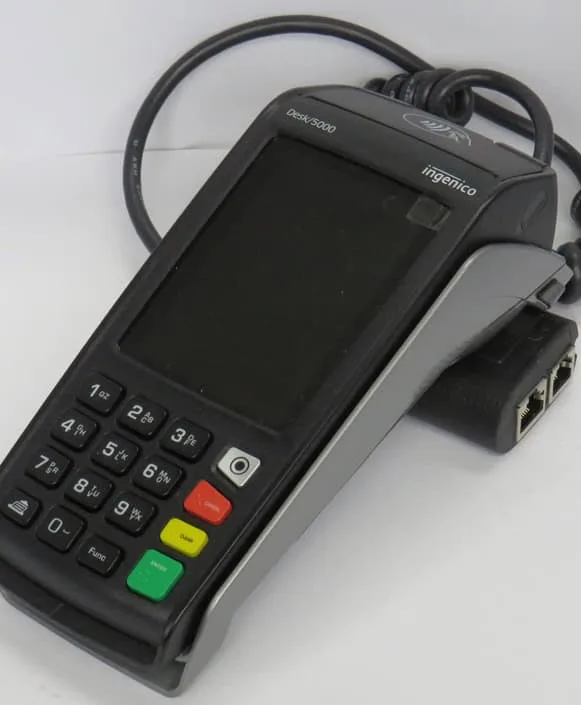 Chip card payment terminal for merchant transactions.