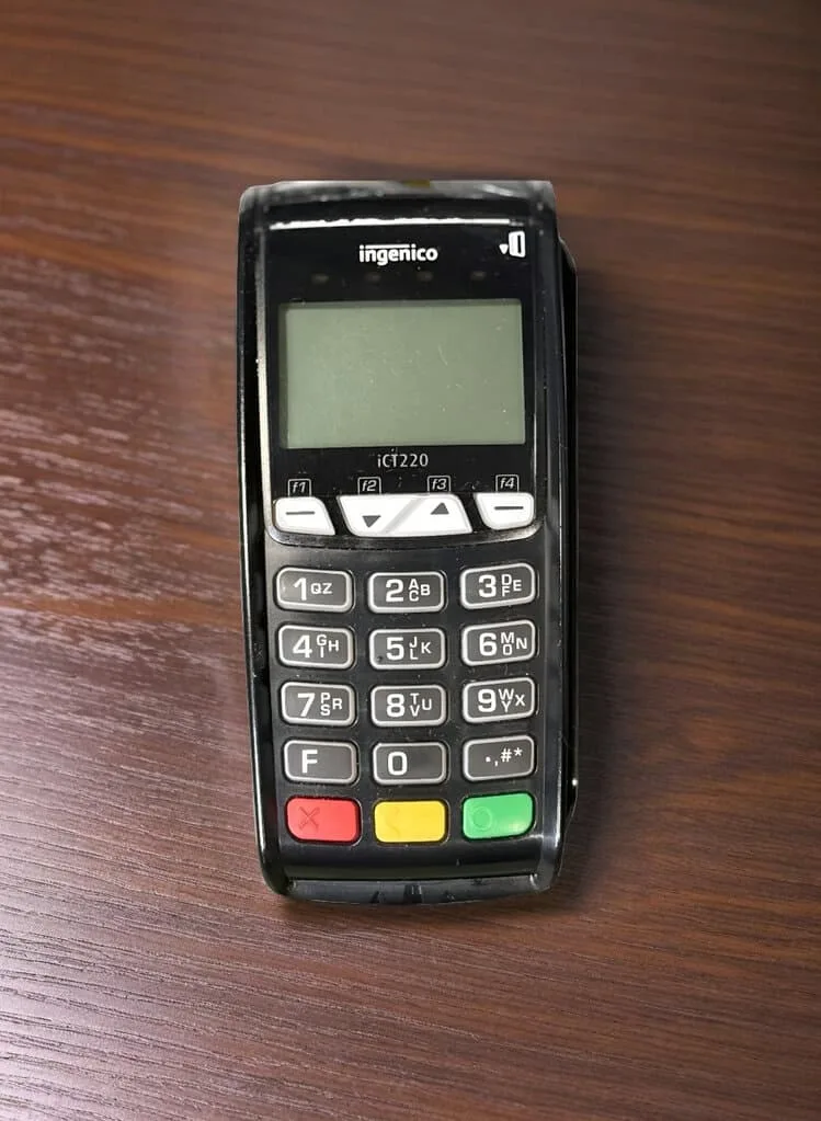 Portable credit card reader for seamless payment processing at small businesses.