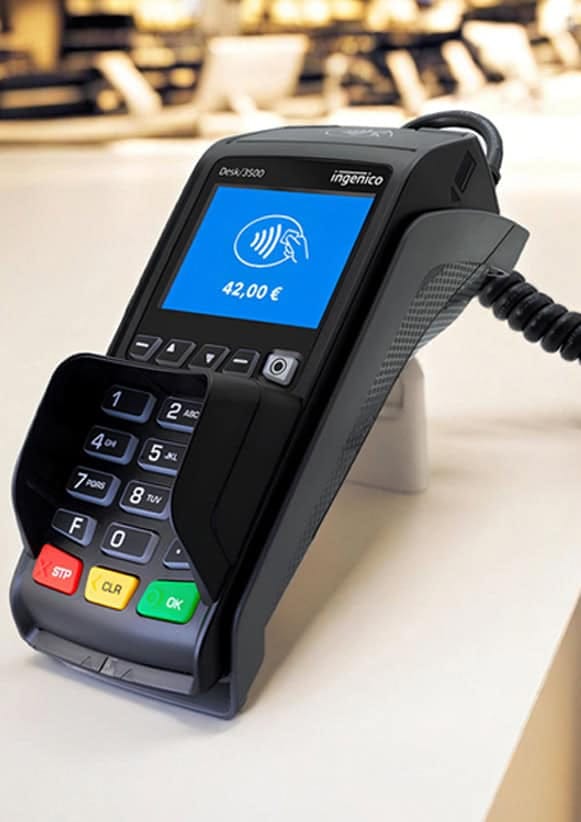 Contactless payment terminal for seamless credit card transactions.