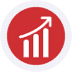 Red upward trending arrow icon symbolizing growth and success in merchant services.