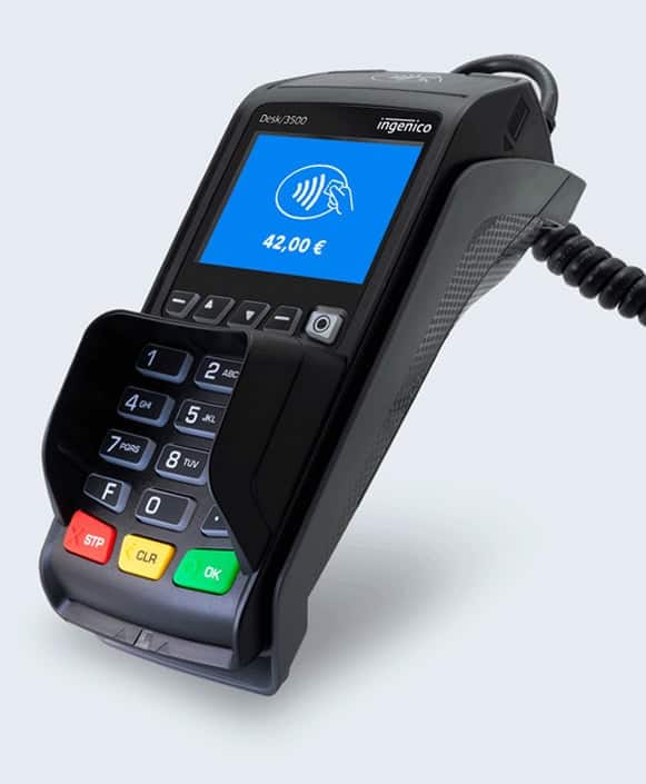 Contactless payment terminal for Host Merchant Services, secure payment solutions.