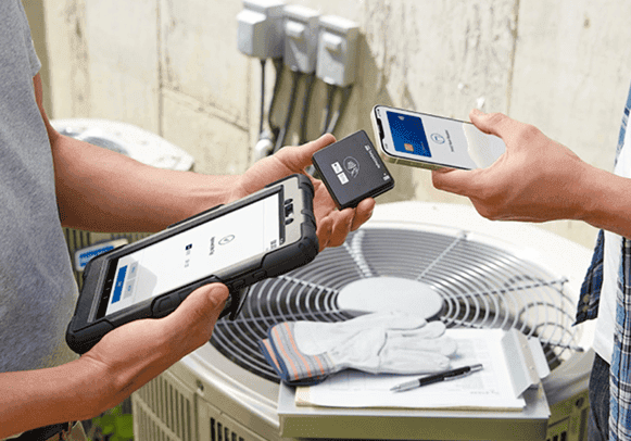 Contactless payment transaction using mobile devices by Host Merchant Services.